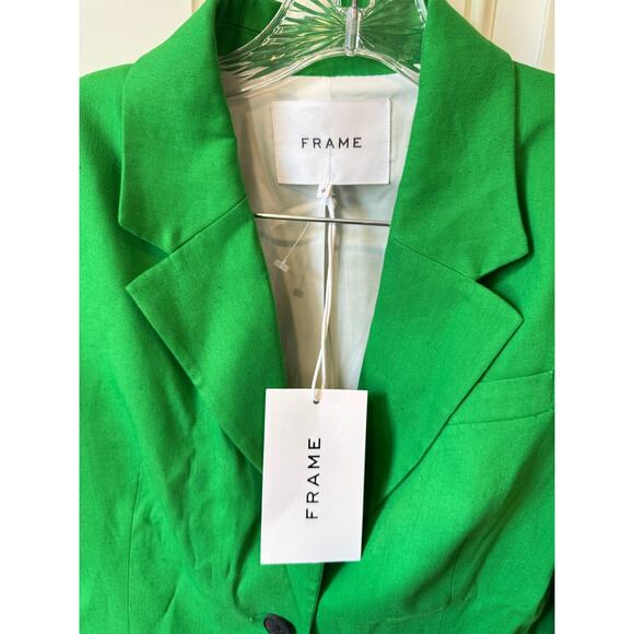 FRAME NWT The Femme Two Button Blazer Size 0 $628 MSRP Bright Peridot Green - Picture 4 of 10